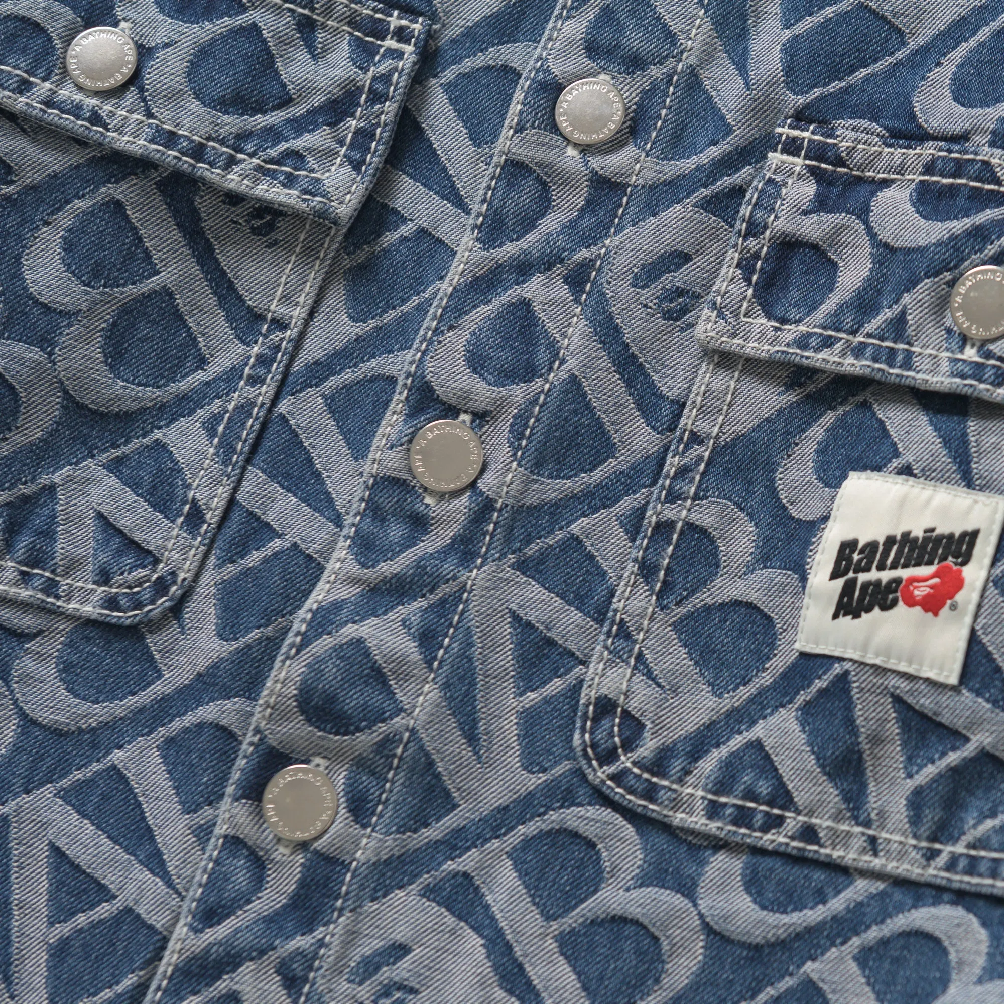 A Bathing Ape Denim Monogram Jacket - Blue