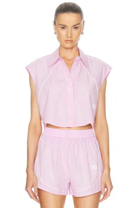 Alexander Wang Cropped Sleeveless Button Down Top