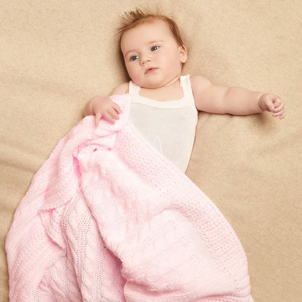 Baby Girls Pink Knitted Blanket (98cm)