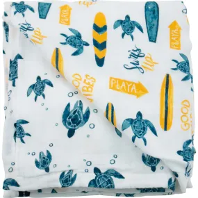 Bebe Au Lait Snuggle Blanket, Surf + Sea Turtles