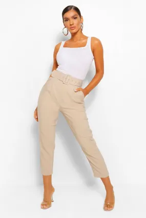 Belted Tailored Straight Leg Pants