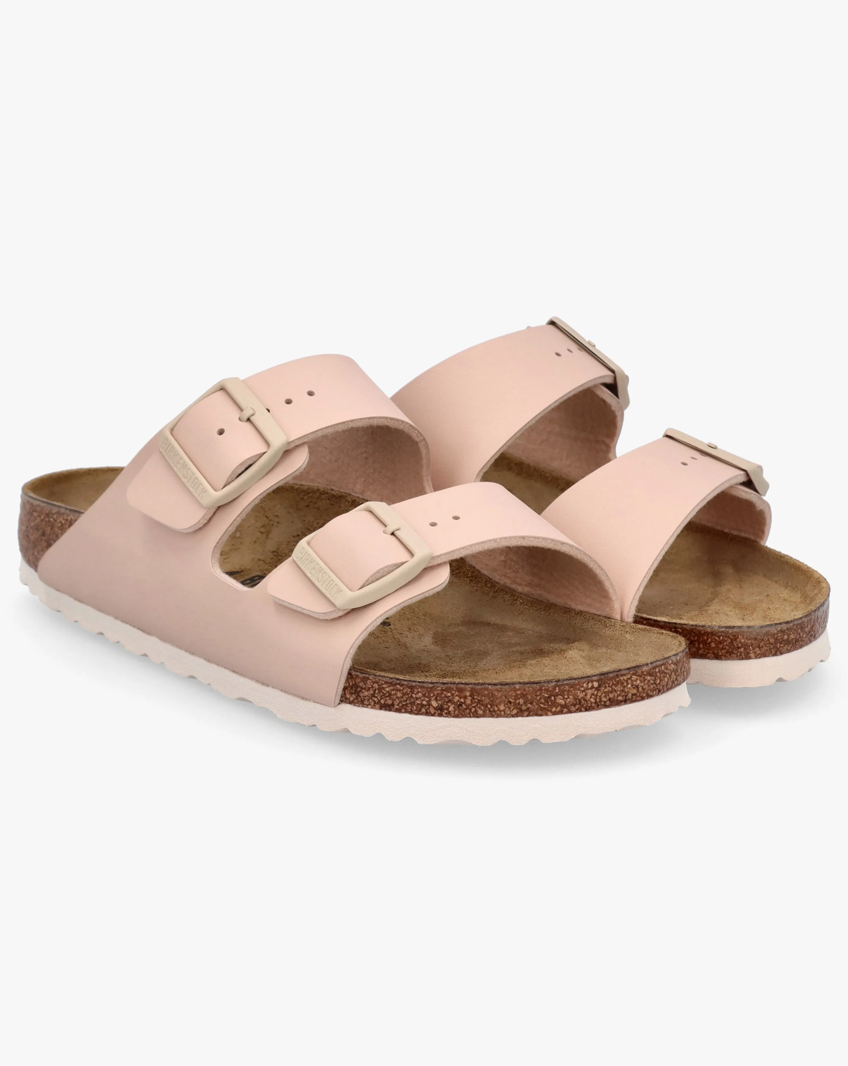 Birkenstock Arizona Birko-Flor New Beige Two Bar Mules Narrow Width