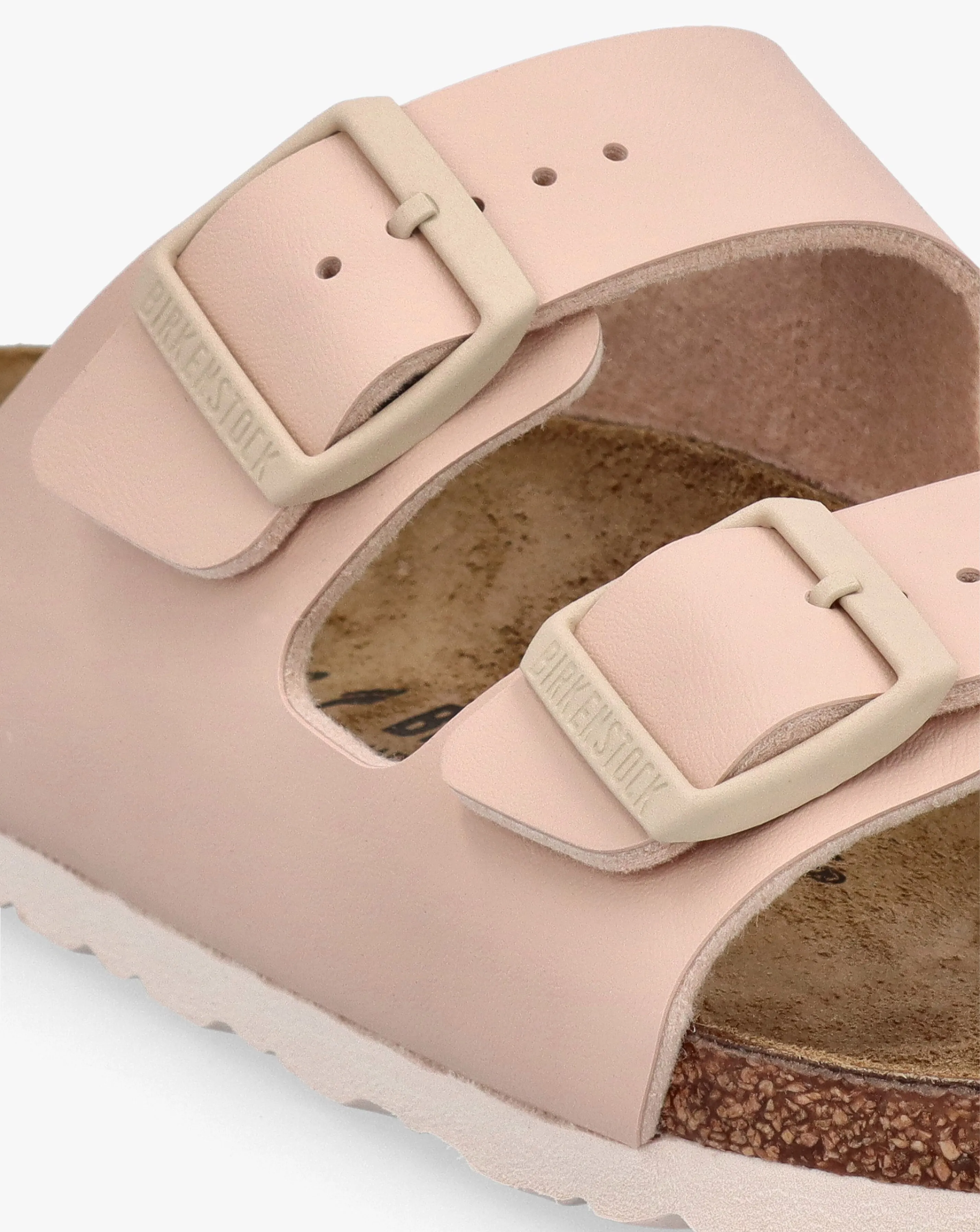 Birkenstock Arizona Birko-Flor New Beige Two Bar Mules Narrow Width