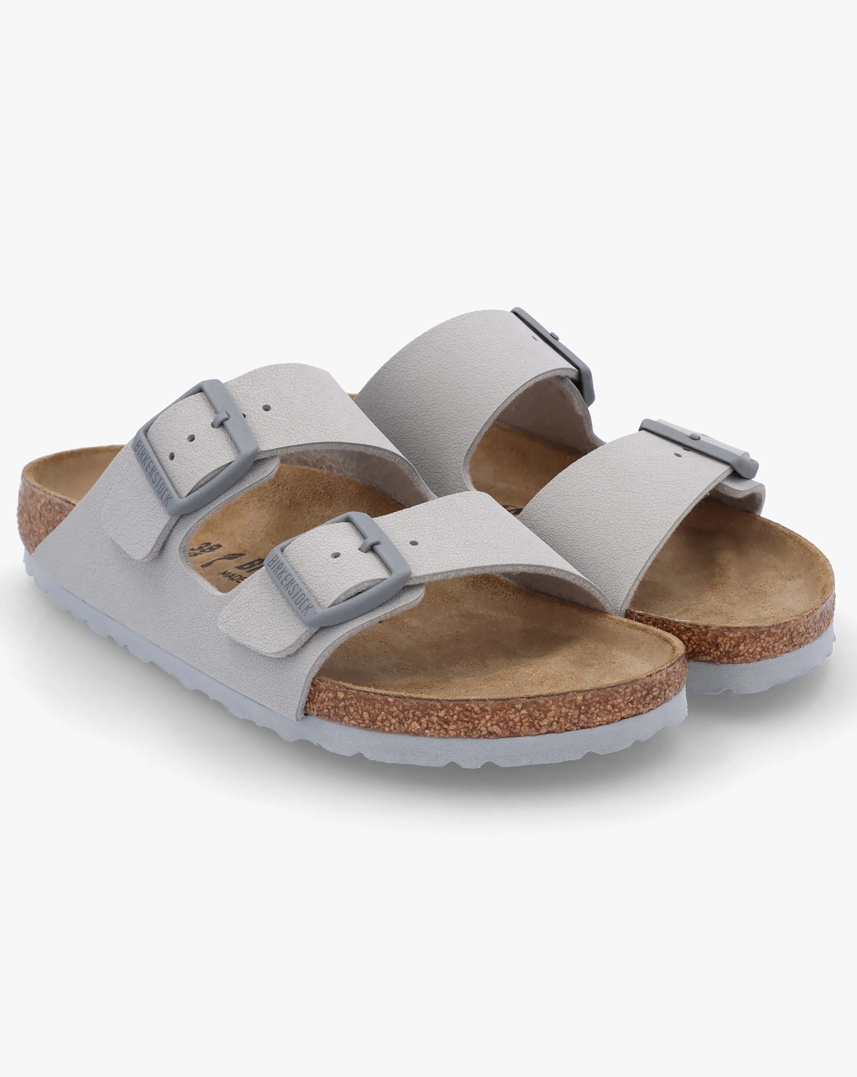 Birkenstock Arizona Birko-Flor Stone Coin Two Bar Mules Narrow Width | Simply Be