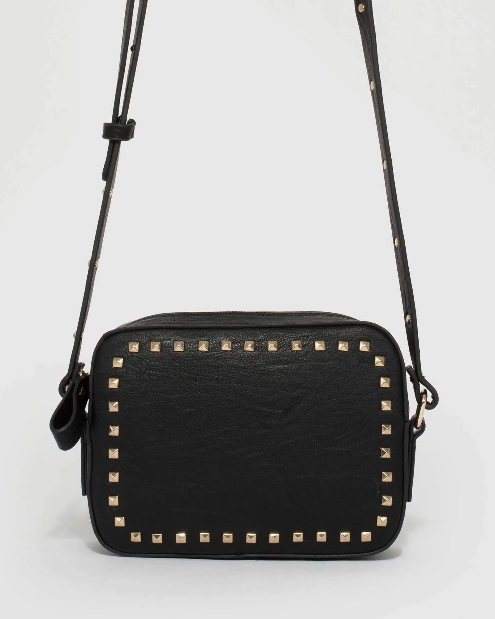 Black Chloe Stud Crossbody Bag