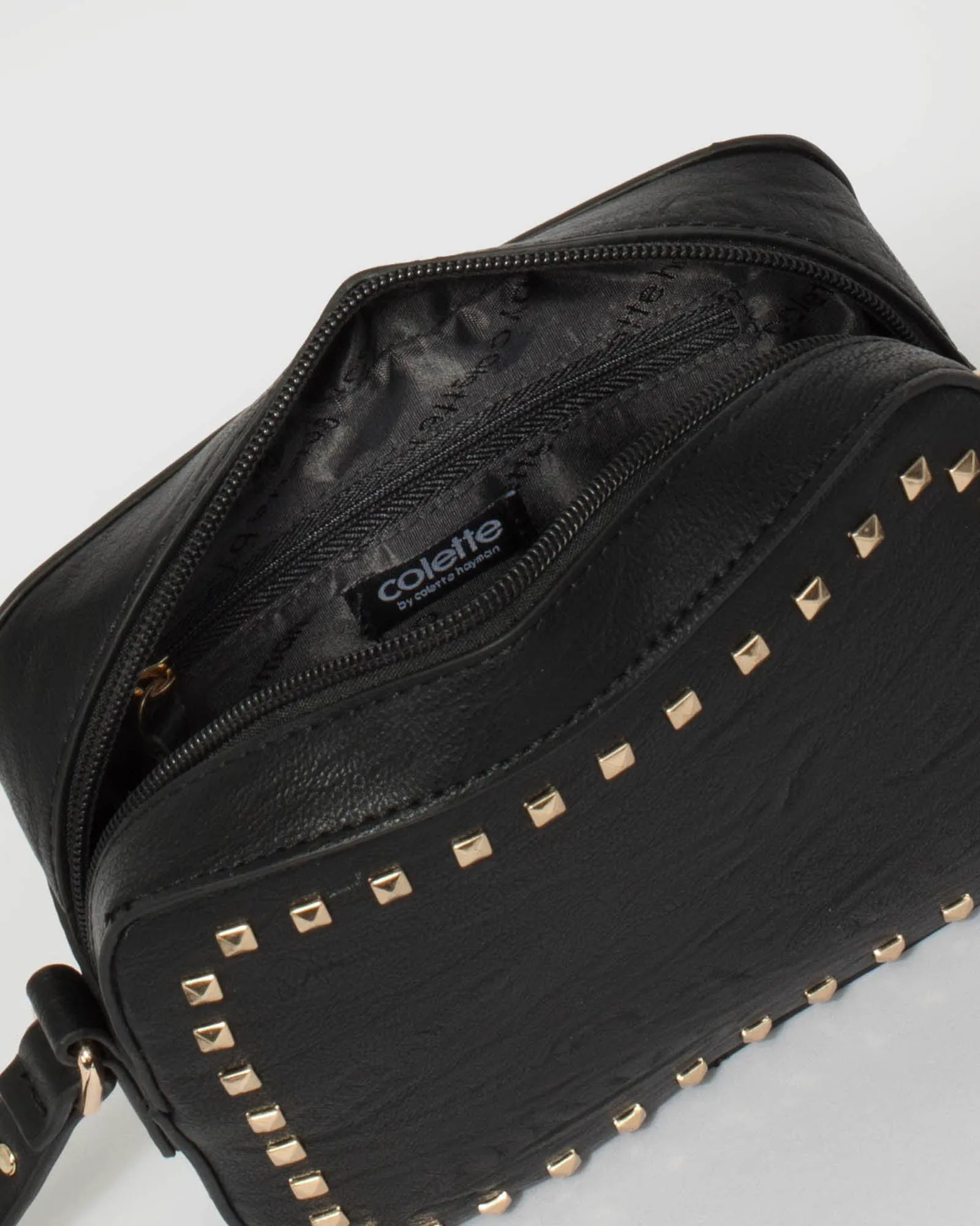 Black Chloe Stud Crossbody Bag