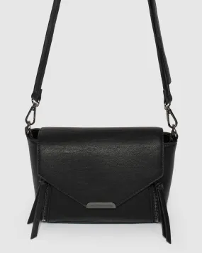 Black Lydia Zip Crossbody Bag