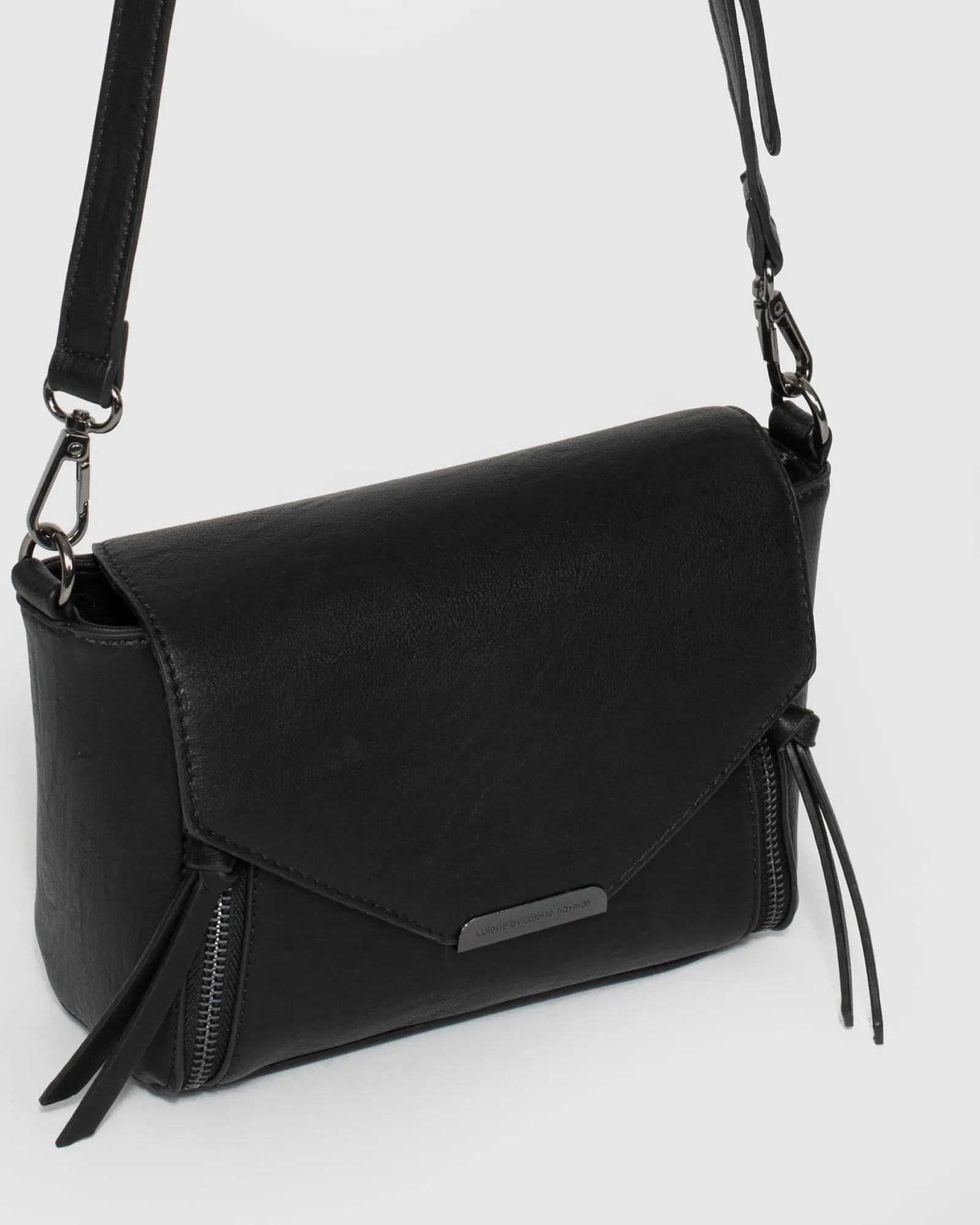 Black Lydia Zip Crossbody Bag