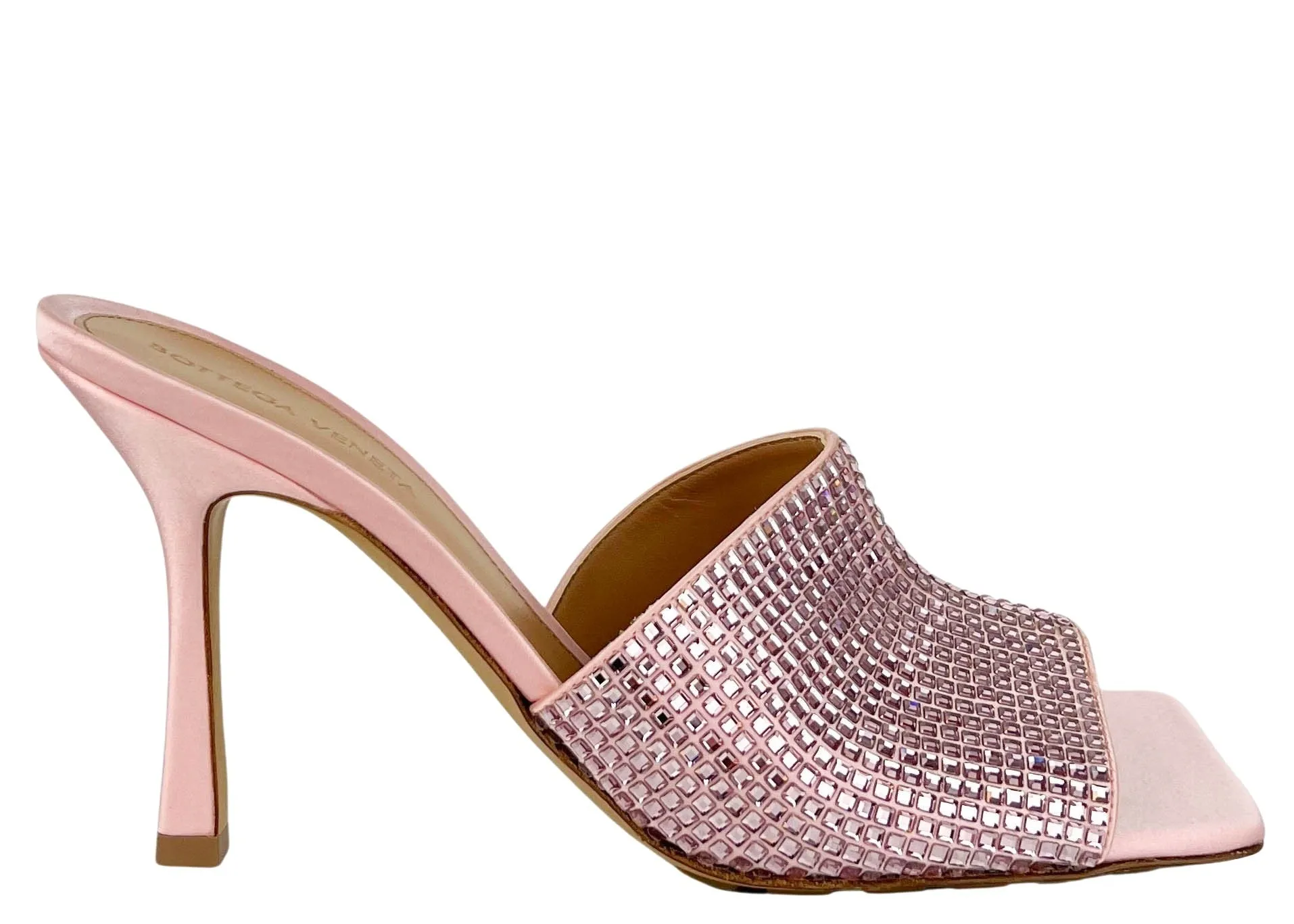 Bottega Veneta Stretch Sparkle Mules in Camellia