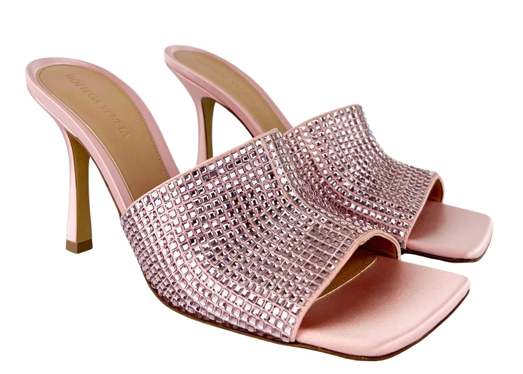 Bottega Veneta Stretch Sparkle Mules in Camellia