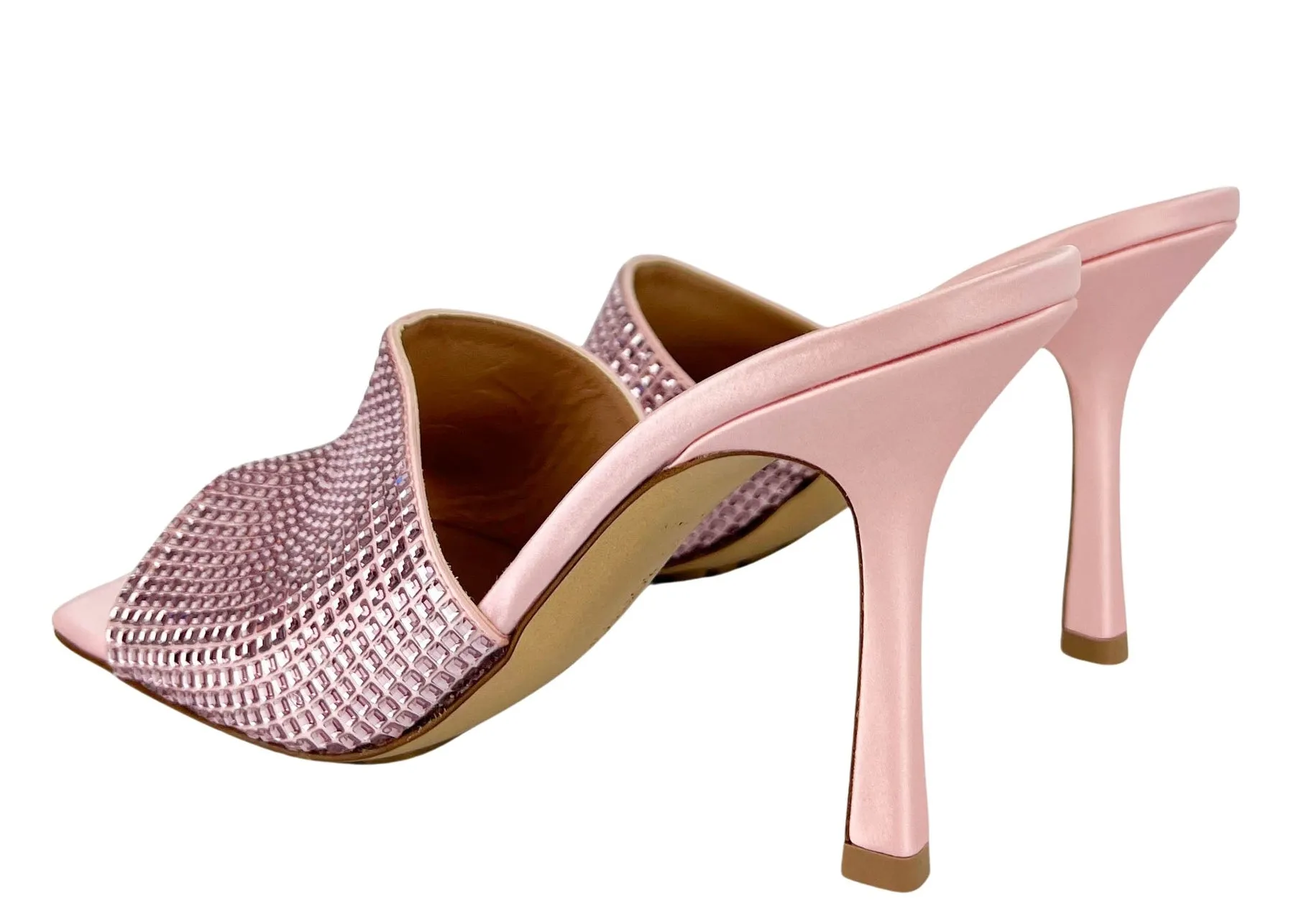 Bottega Veneta Stretch Sparkle Mules in Camellia