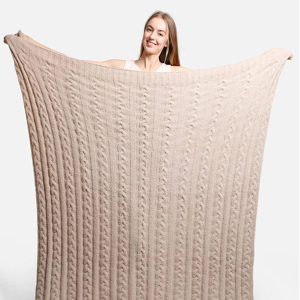 Braided Cable Knit Luxury Soft Throw Blanket