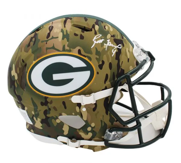 Brett Favre Signed Green Bay Packers Speed Authentic Camo NFL Helmet