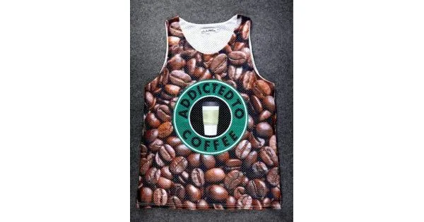 Brown Addicted to Coffee Beans Net Sleeveless Mens T-shirt Vest Sports Tank Top