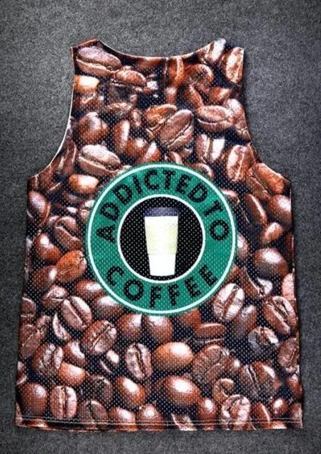 Brown Addicted to Coffee Beans Net Sleeveless Mens T-shirt Vest Sports Tank Top