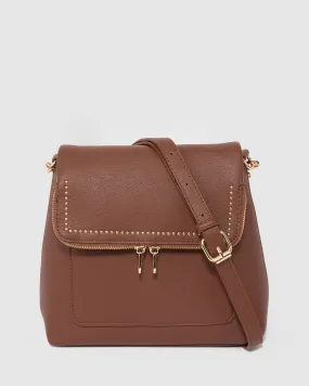 Brown Chloe Flap Over Crossbody Bag