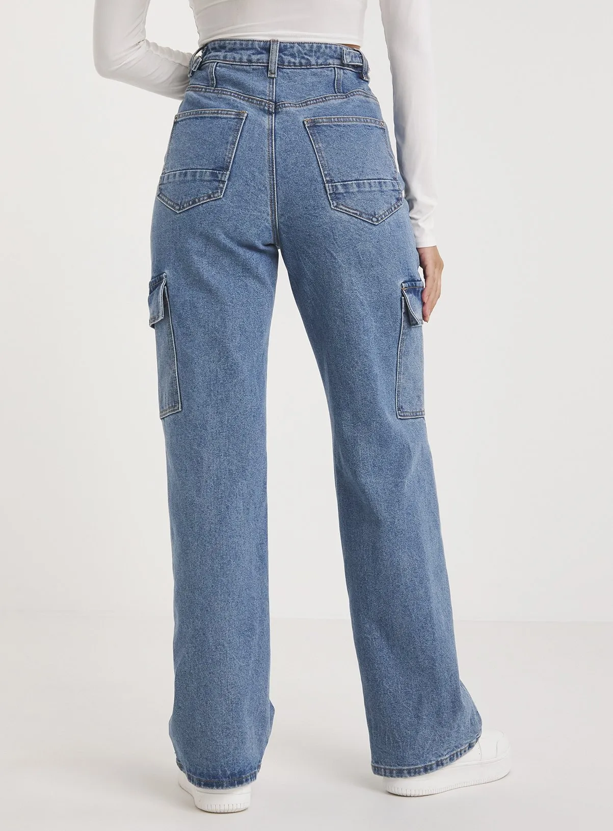 Buy SIMPLY BE High Rise Straight Leg Blue Cargo Jean 32 | Jeans | Tu