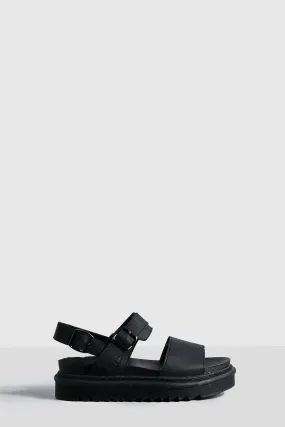 Chunky Buckle Detail Flatform Sandals