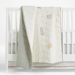 Crate&Barrel Sea Dreams Organic Cotton Baby Crib Quilt