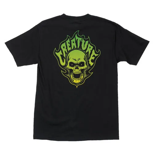 Creature Skateboards Shirt Bonehead Flame Black