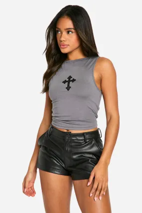 Cross Applique Vest Top