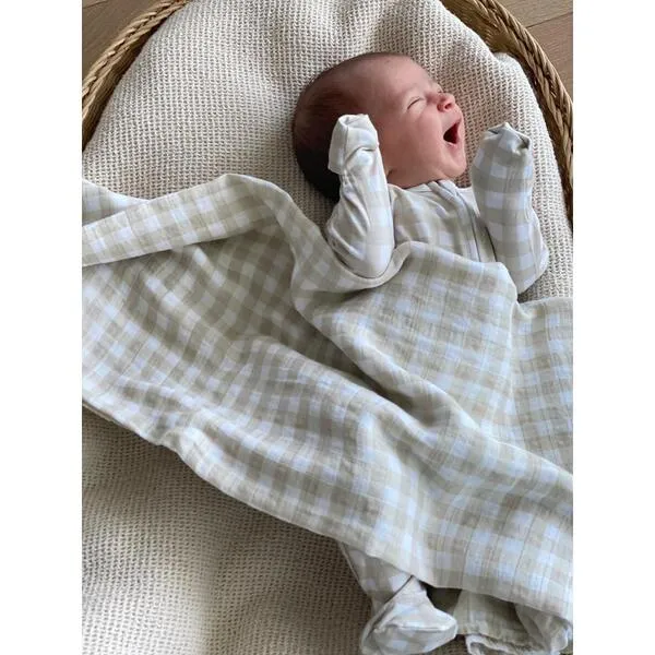 Dear Perli Bamboo Muslin Swaddle Blanket, Gingham