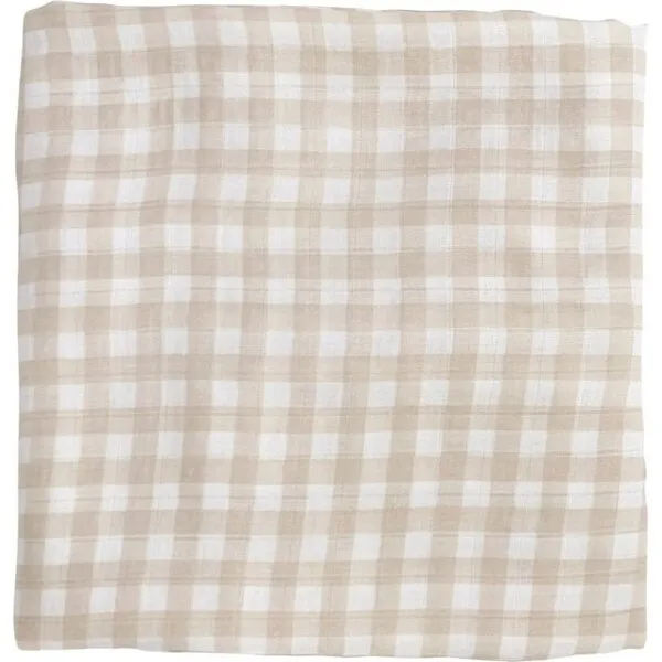 Dear Perli Bamboo Muslin Swaddle Blanket, Gingham