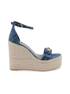 Denim Barocco Wedge Sandals