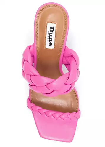 Dune London Message Pink Leather Plaited Strap Heeled Mules | Grattan