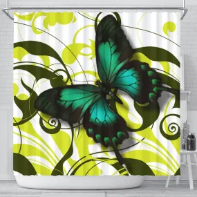 Emerald Butterfly Shower Curtain