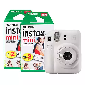 Fujifilm Instax Mini 12 Instant Camera with 40 Shot Film Pack - Clay White | Kaleidoscope