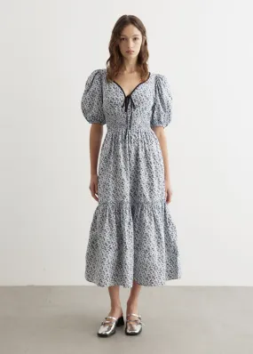 Ganni -  Printed Cotton Long Smock Dress - Dress