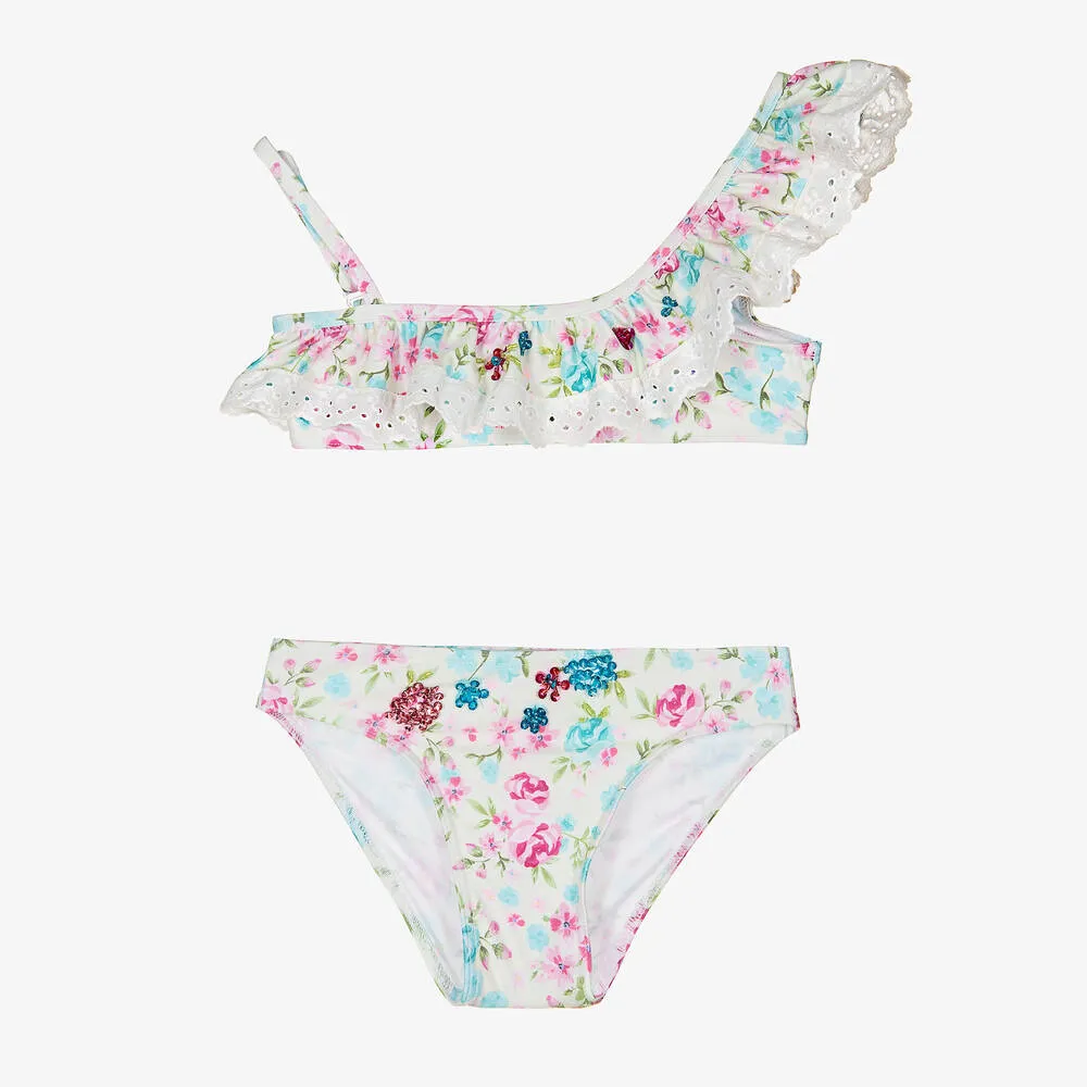 Girls Ivory Floral Bikini