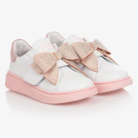 Girls White Leather Trainers