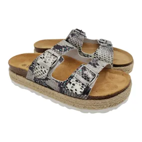 Hush Grey Snakeskin Woodstock Sandals