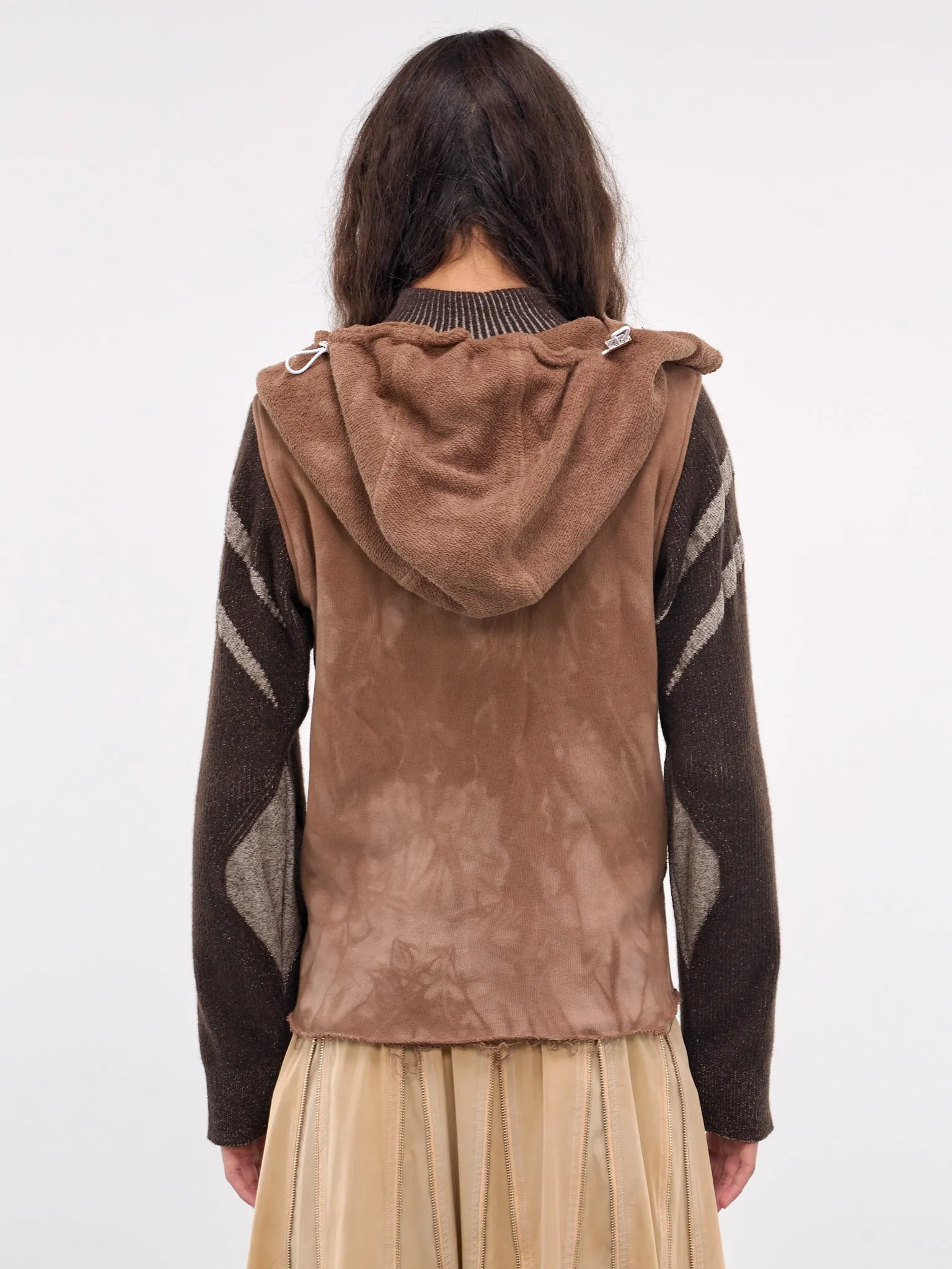 Hybrid Jersey & Mohair Zip Hoodie (HYBHOOD-BROWN-BODY-BROWN-KNIT)