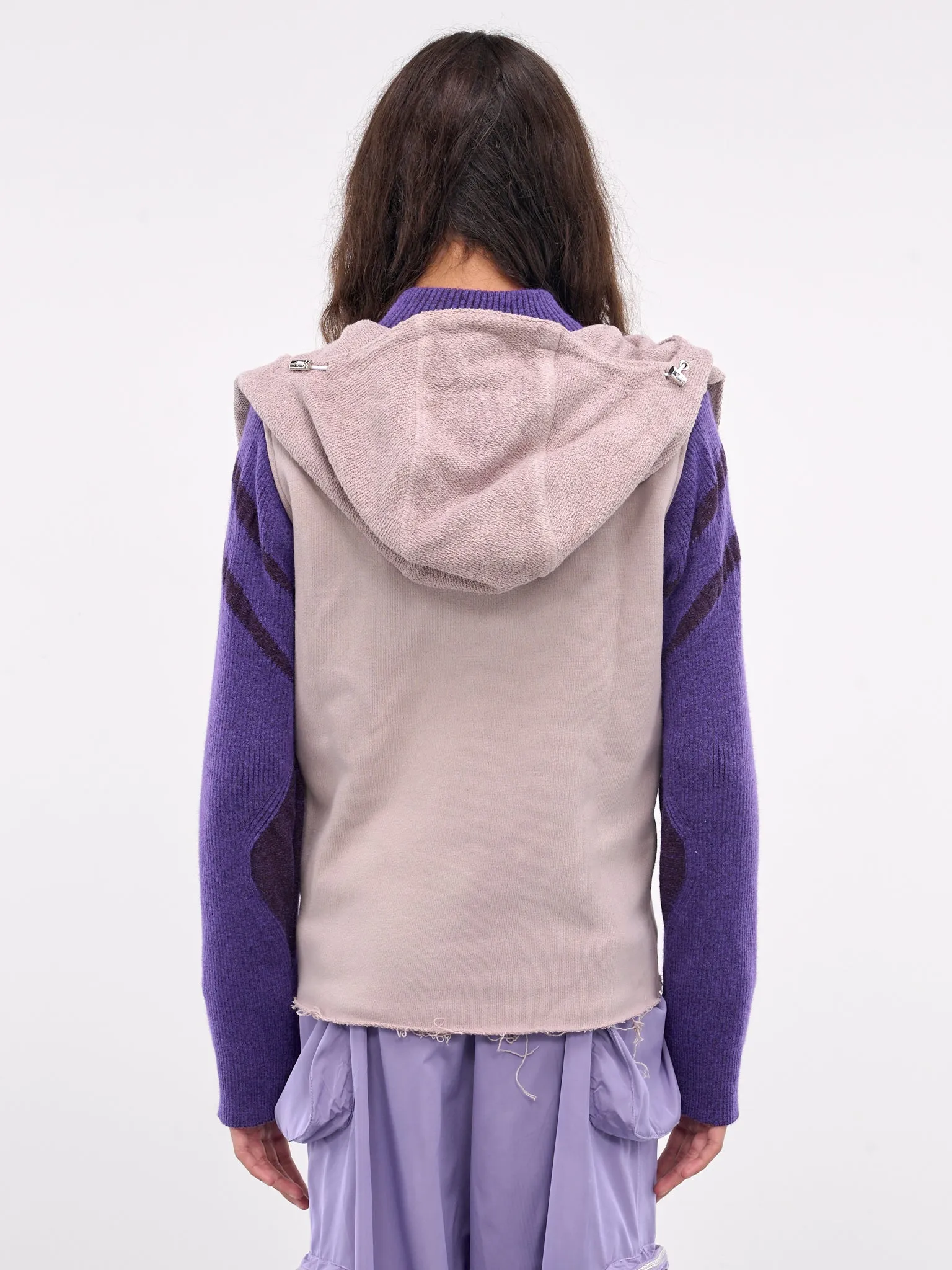 Hybrid Jersey & Mohair Zip Hoodie (HYBHOOD-GREY-BODY-PURPLE-KNIT)