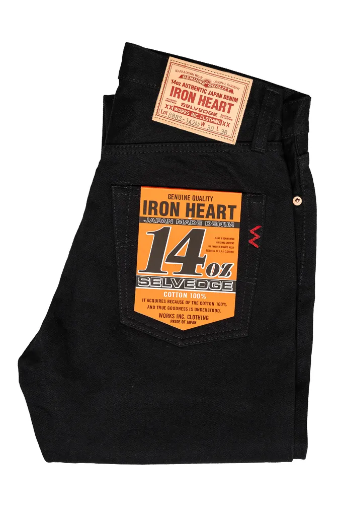 Iron Heart 888s-142bb Jeans - 14oz High-Rise Straight Tapered Black/Black Denim