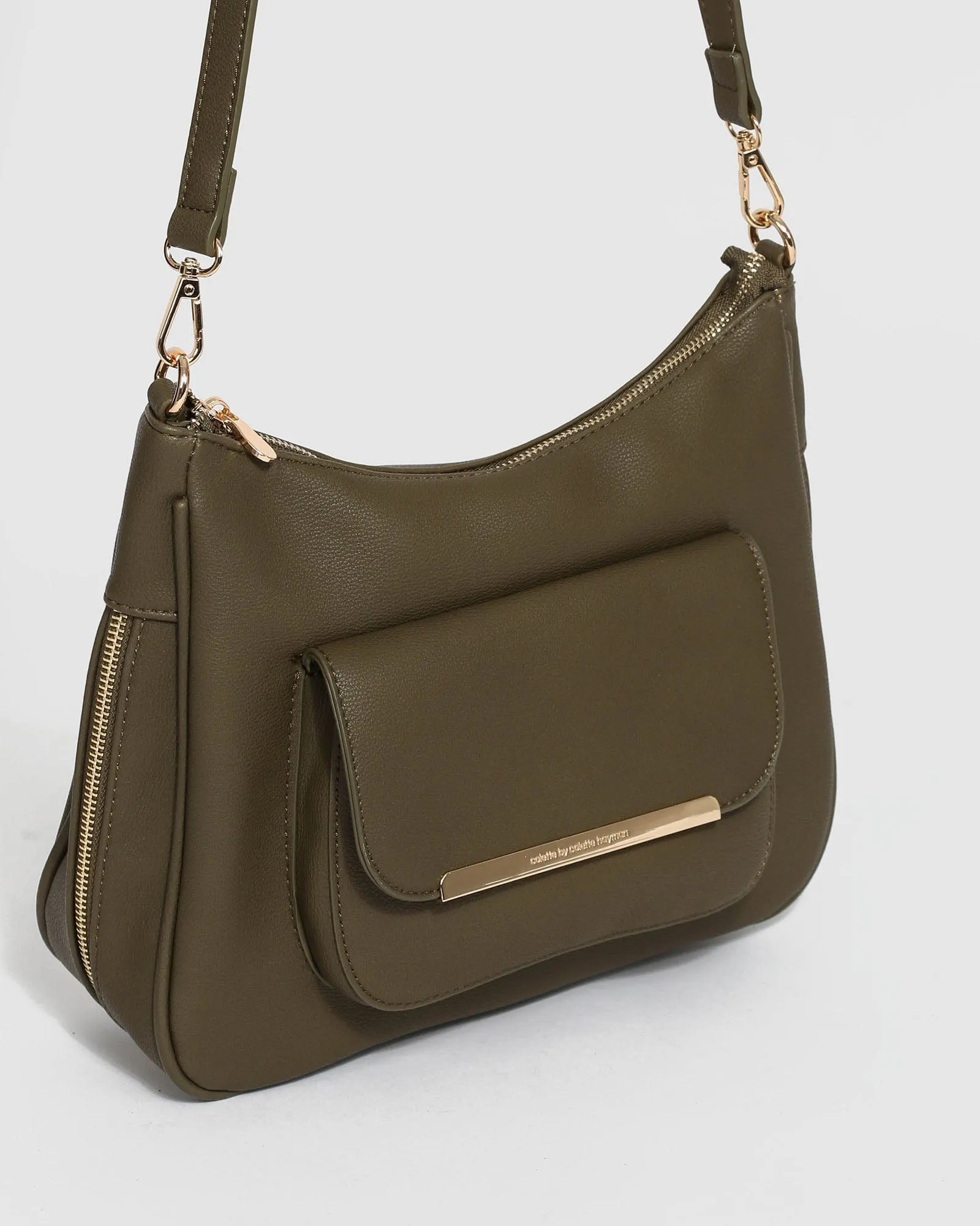 Khaki Gina Zip Crossbody Bag