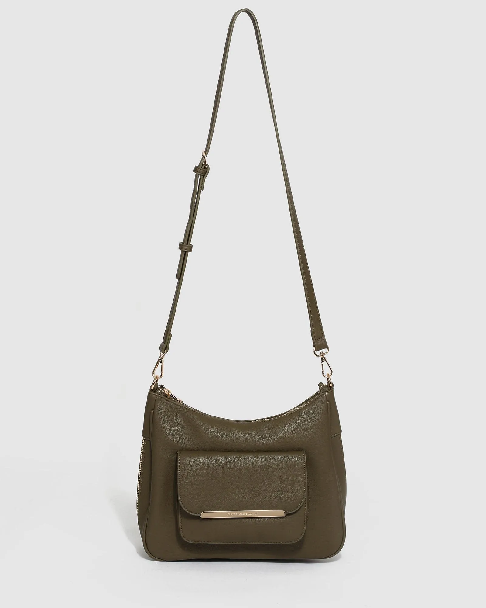 Khaki Gina Zip Crossbody Bag