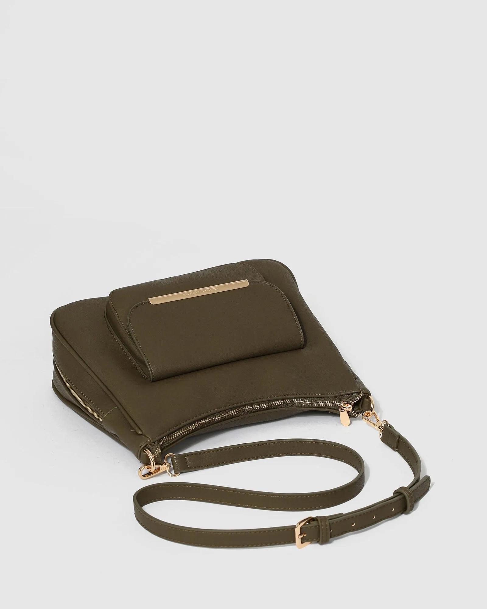 Khaki Gina Zip Crossbody Bag