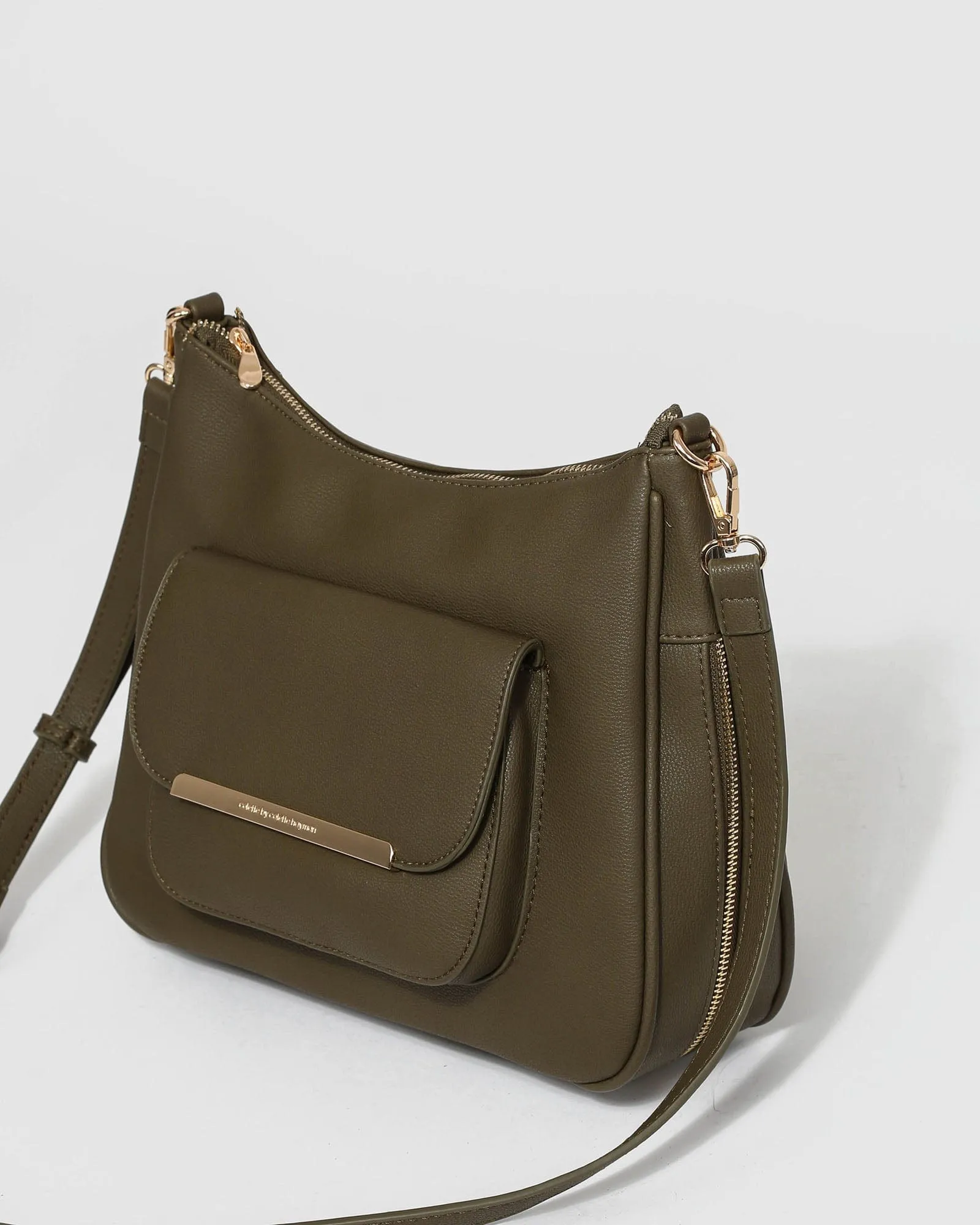 Khaki Gina Zip Crossbody Bag