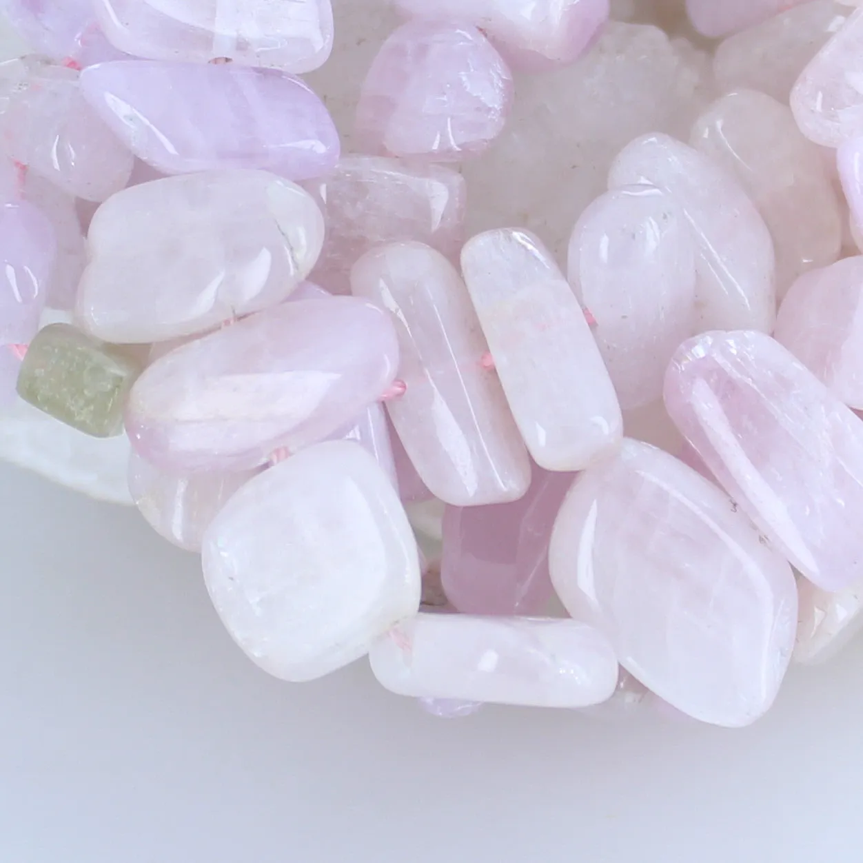 Kunzite Beads Side Drilled Irregular Cushion Shaped