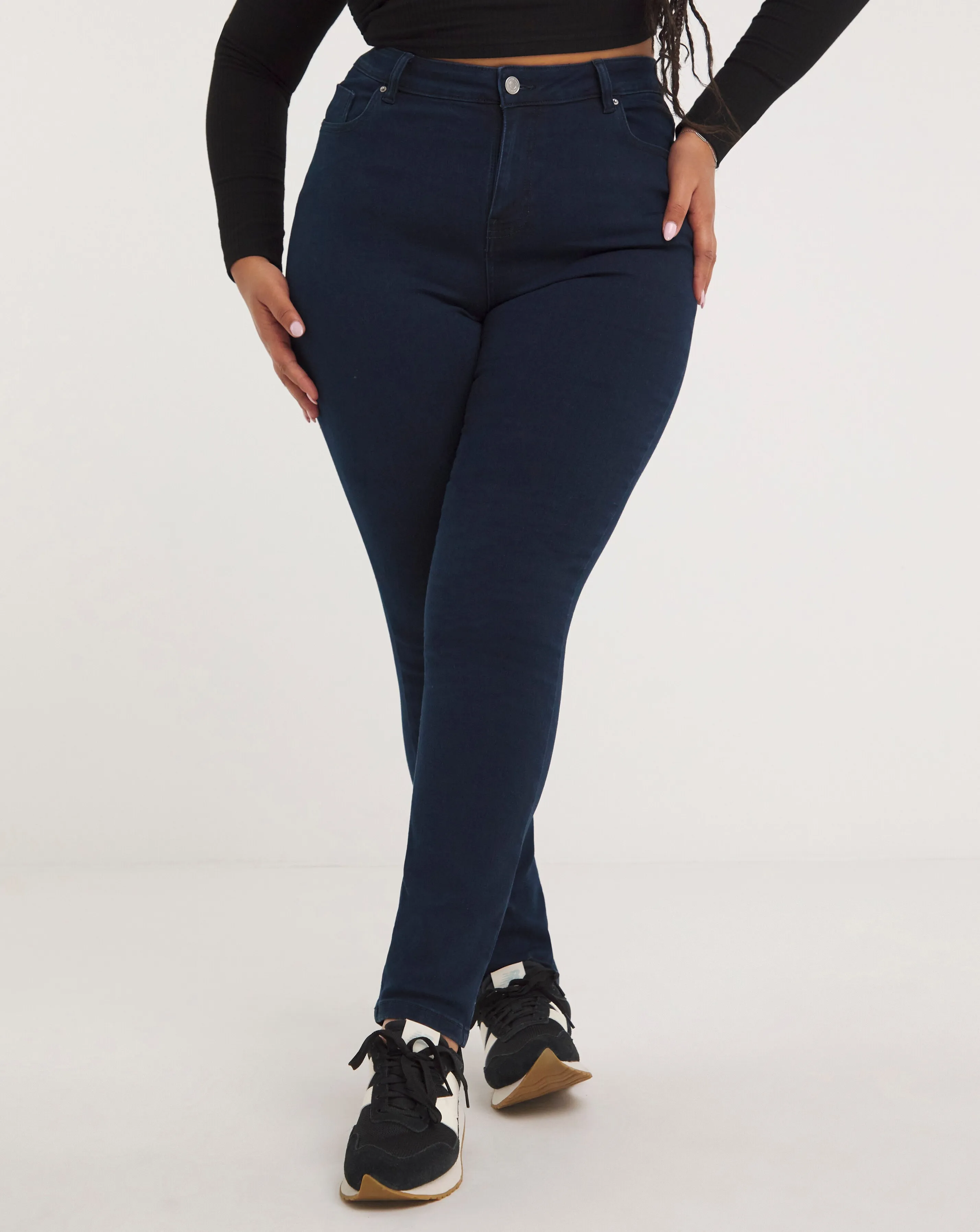 Lexi Dark Indigo High Waist Super Soft Slim Leg Jeans | Simply Be