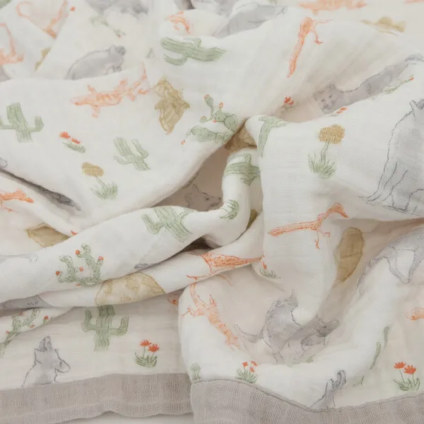 Little Unicorn Baby Print Cotton Muslin Multi-Layered Quilt Blanket 30X40, Desert Night