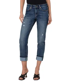 Liverpool Los Angeles Marley Girlfriend Cuffed Hem Eco Friendly Jeans in Blue Mesa