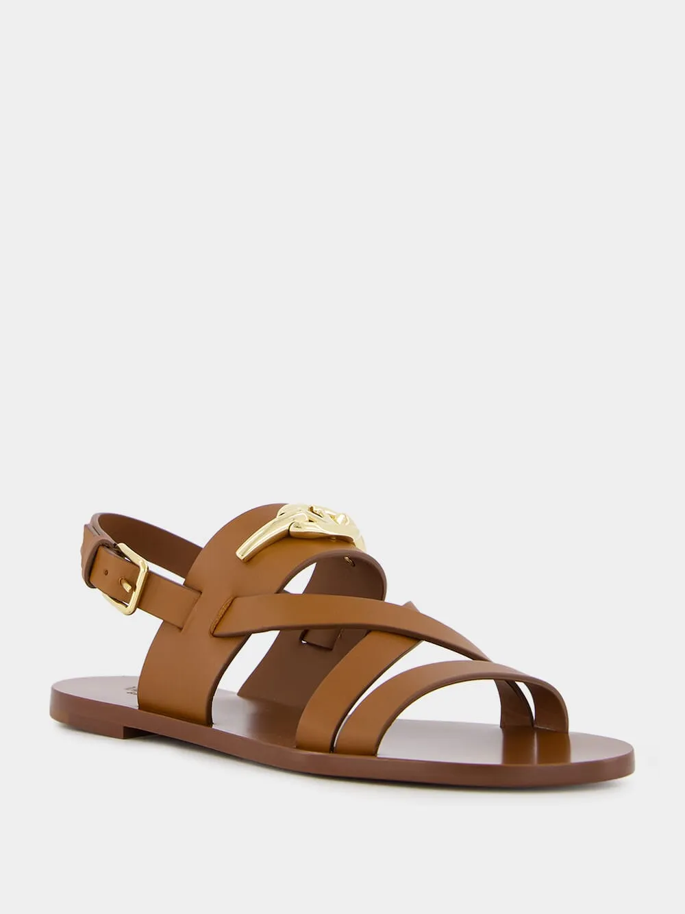 Logo Plaque Leather Sandals