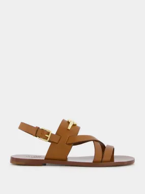 Logo Plaque Leather Sandals