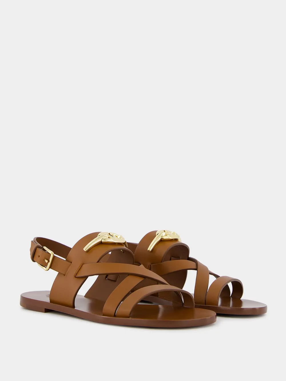 Logo Plaque Leather Sandals