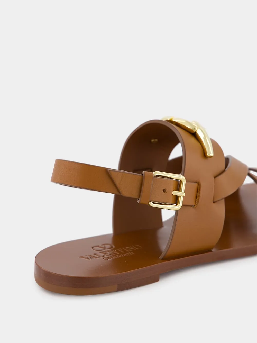 Logo Plaque Leather Sandals